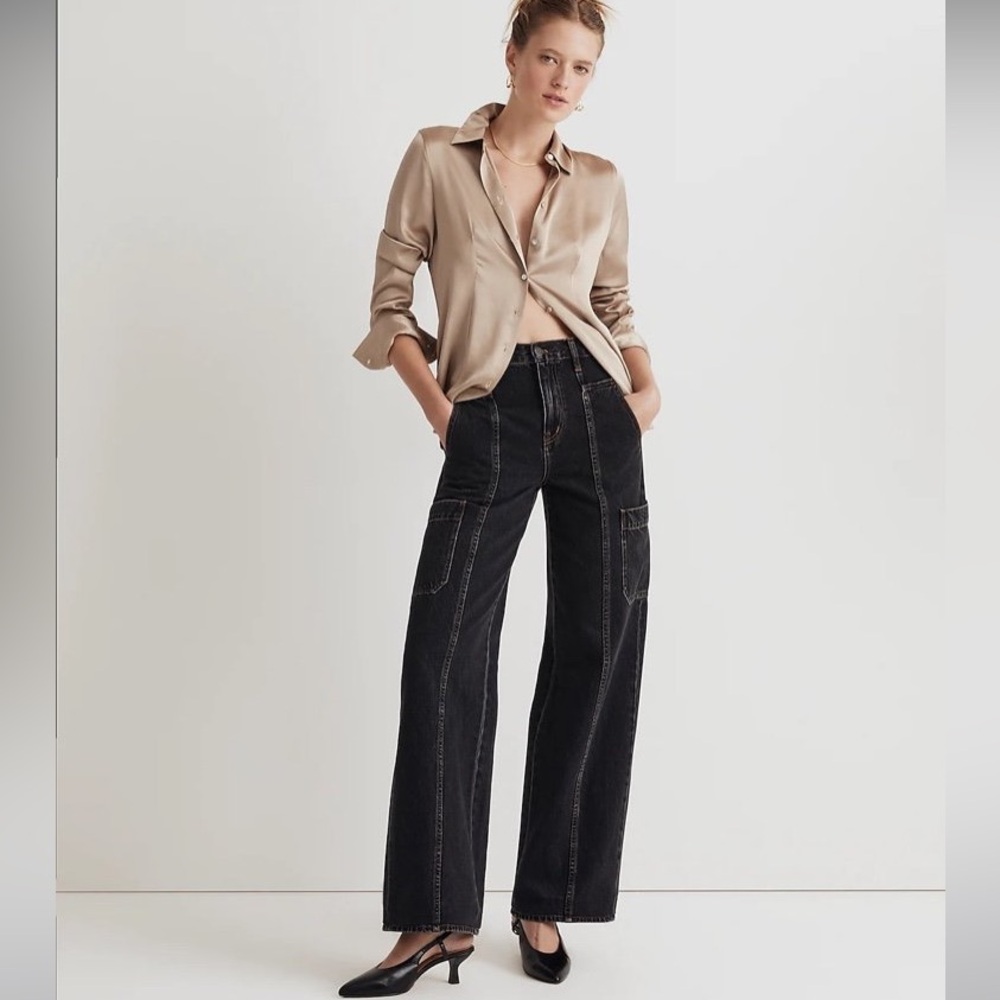 Madewell Baggy Straight Cargo Pants Westbury Wash size 26